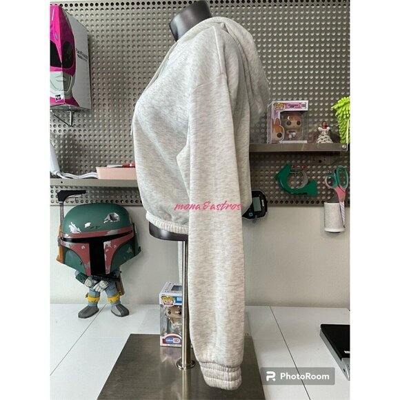 DIVIDED by Hm Women's Cropped Hoodie Basic Sweater Gray Size M - Picture 2 of 4